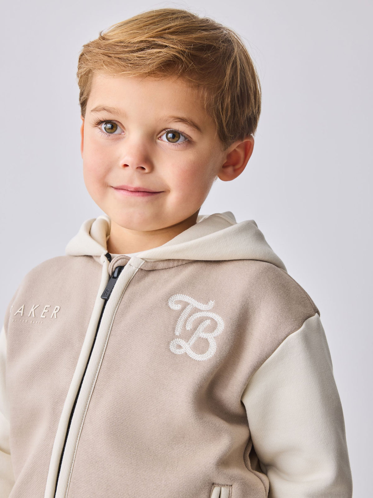Baker by Ted Baker Stone 3 Piece Varsity Hoodie T-Shirt and Joggers Set
