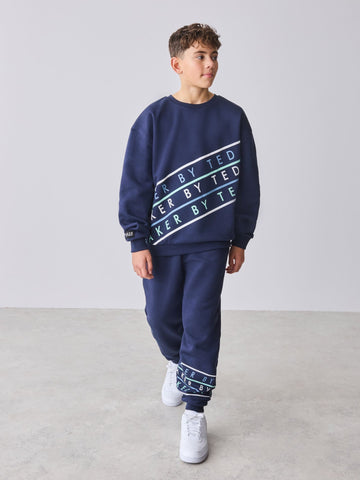Baker by Ted Baker Oversized Navy Graphic Sweatshirt and Joggers Set