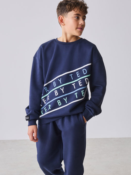 Baker by Ted Baker Oversized Navy Graphic Sweatshirt and Joggers Set