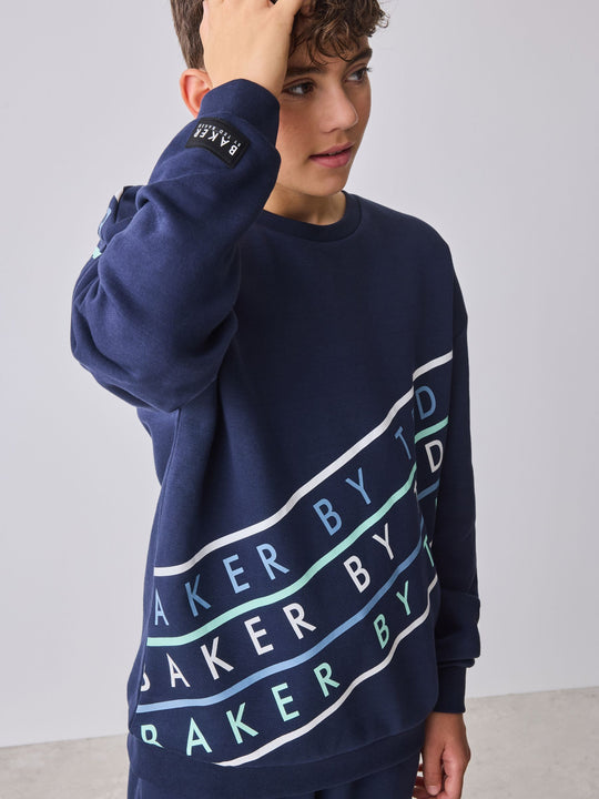 Baker by Ted Baker Oversized Navy Graphic Sweatshirt and Joggers Set