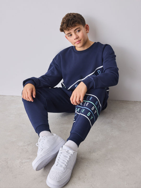 Baker by Ted Baker Oversized Navy Graphic Sweatshirt and Joggers Set