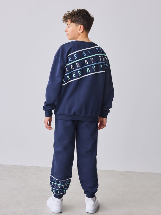 Baker by Ted Baker Oversized Navy Graphic Sweatshirt and Joggers Set