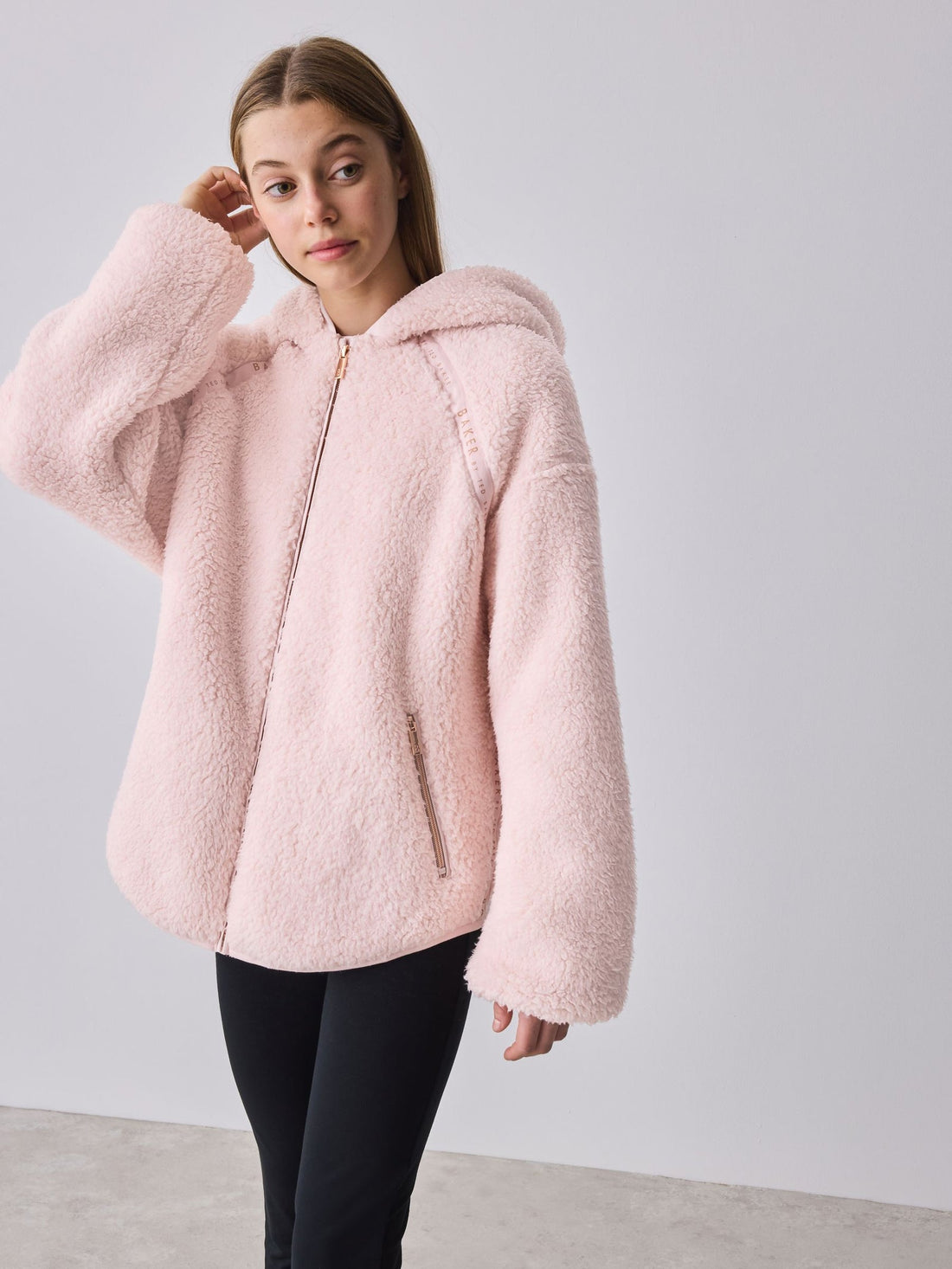 Baker by Ted Baker Zip-Through Hooded Borg Fleece Jacket