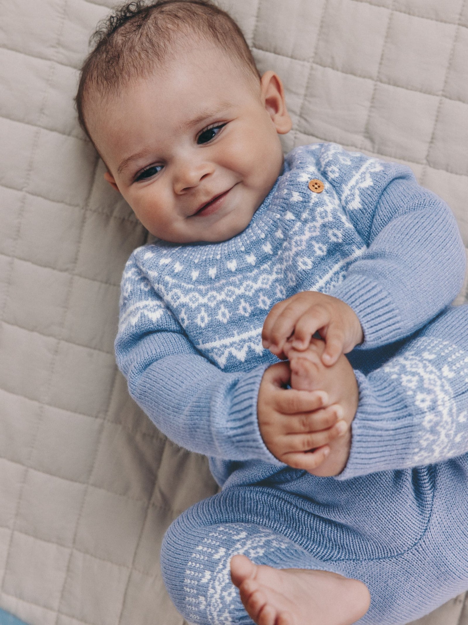 Blue Fairisle Knitted Top and Leggings Set (0mths-2yrs)