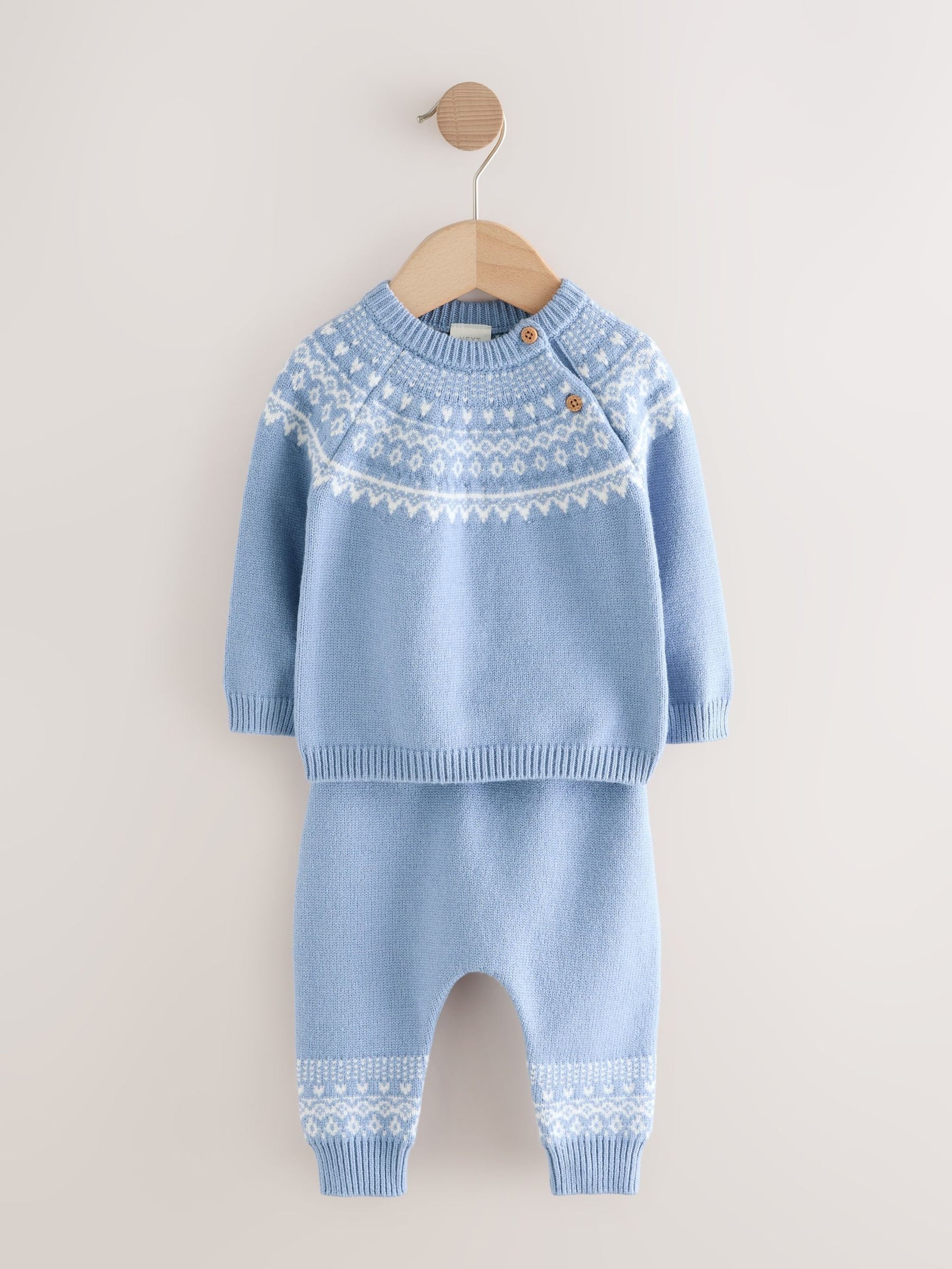Blue Fairisle Knitted Top and Leggings Set (0mths-2yrs)