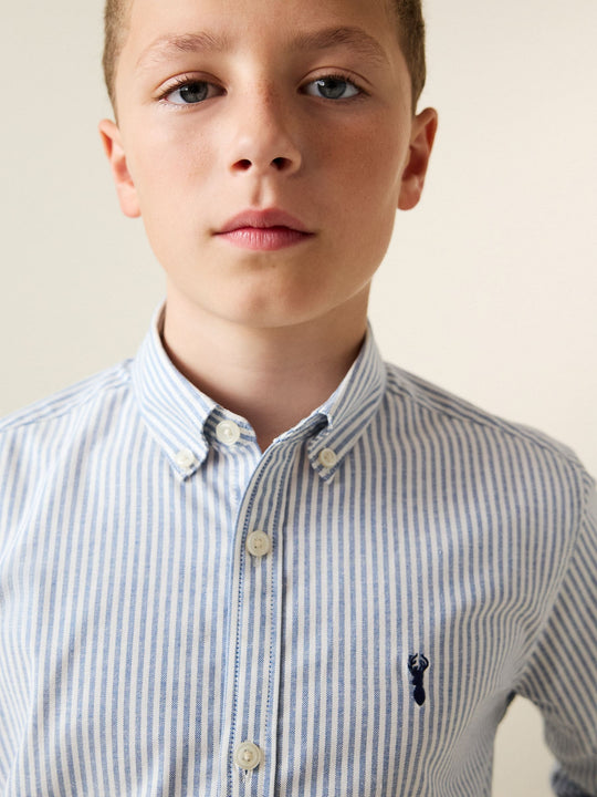 Blue Stripe Single Oxford Shirt (3-16yrs)