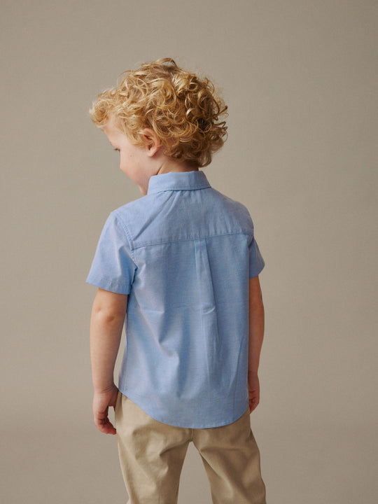 Blue Character Short Sleeve Oxford Shirt (3mths-7yrs)