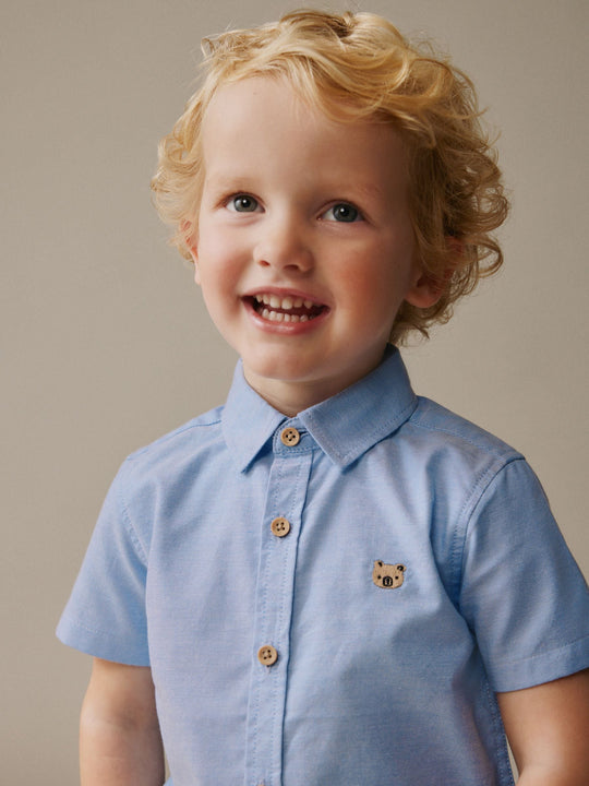 Blue Character Short Sleeve Oxford Shirt (3mths-7yrs)