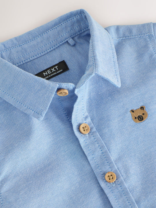 Blue Character Short Sleeve Oxford Shirt (3mths-7yrs)