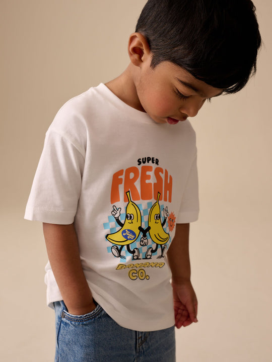 Blue/Yellow Banana All Over Short Sleeve Printed Shirt and T-Shirts Set (6mths-7yrs)
