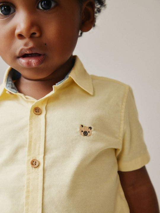 Yellow Character Short Sleeve Oxford Shirt (3mths-7yrs)