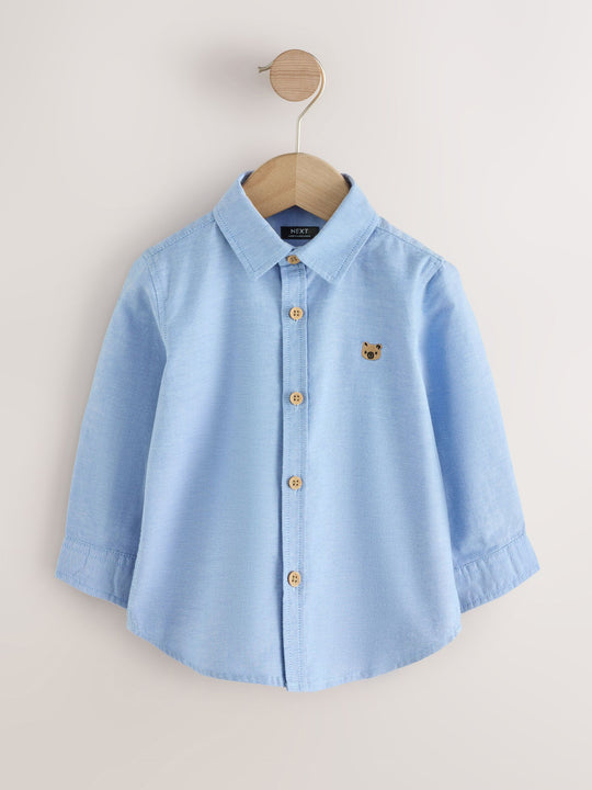 Mid Blue Character Long Sleeve Oxford Shirt (3mths-7yrs)