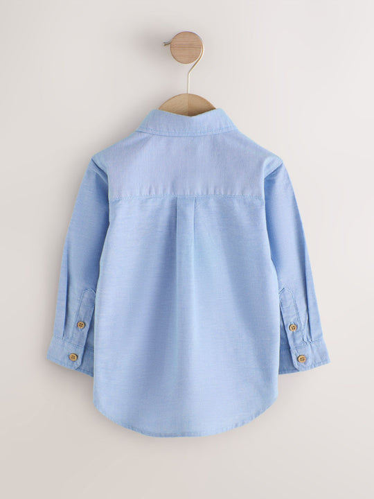 Mid Blue Character Long Sleeve Oxford Shirt (3mths-7yrs)