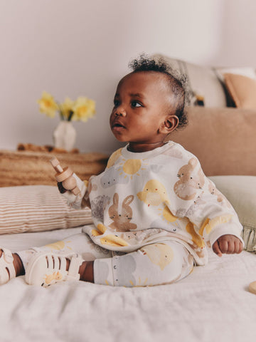 White Bunny Character Print Easter Sweat and Leggings Baby Set (0mths-2yrs)