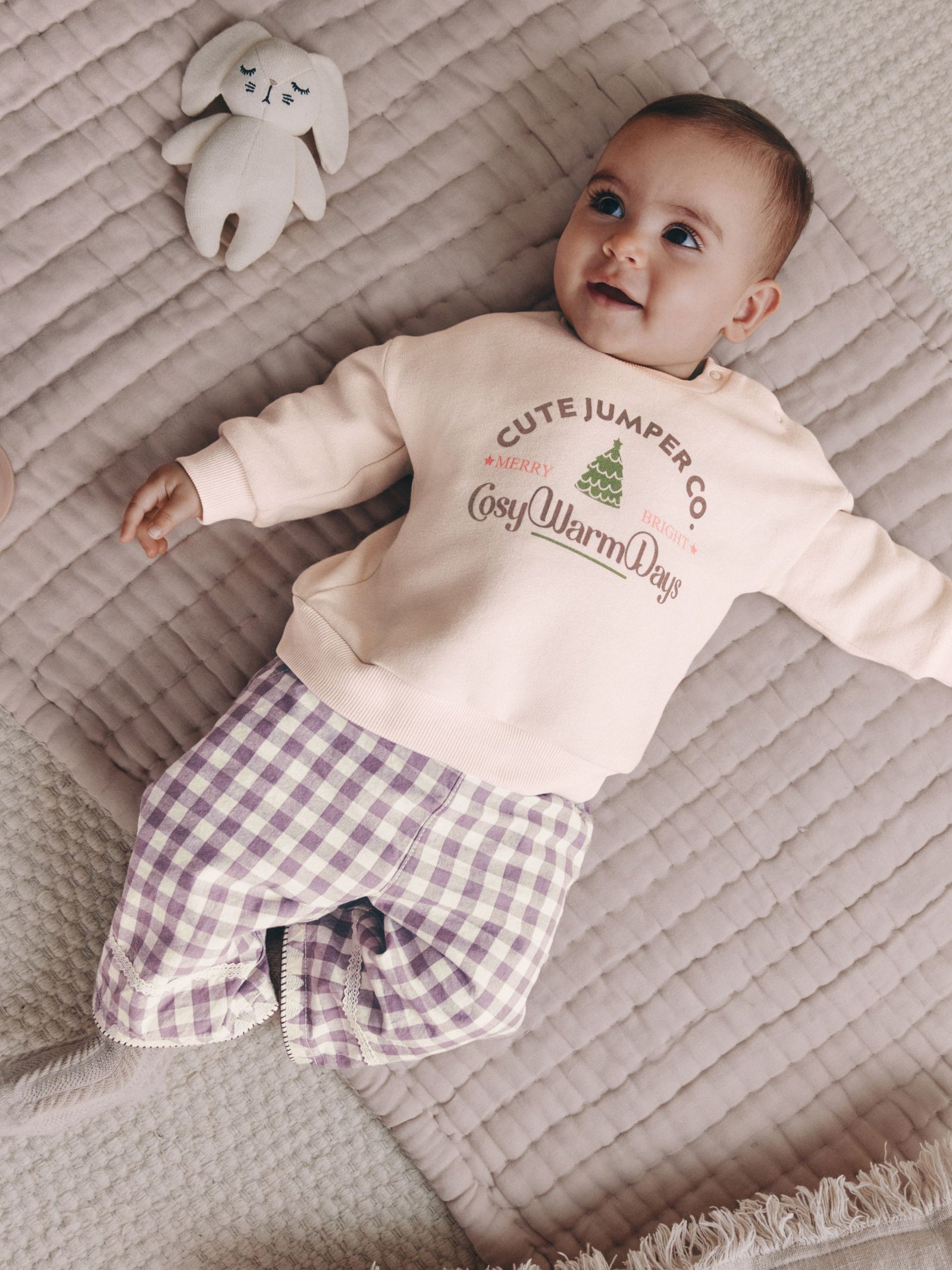 Pink Baby Christmas Jumpers and Trousers 2 Piece Set (0mths-2yrs)