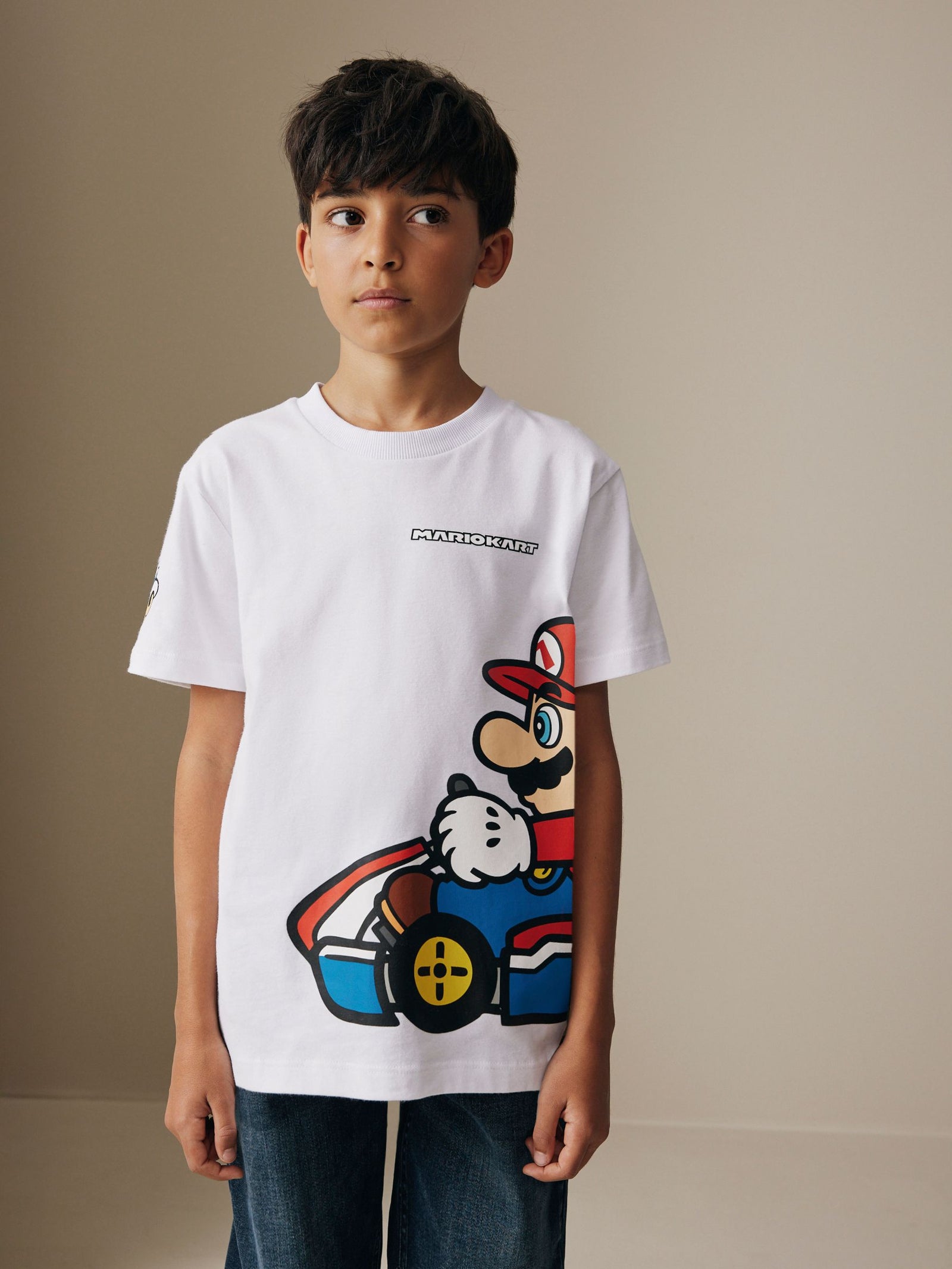 White Placement Mario Gaming T-Shirt (3-16yrs)