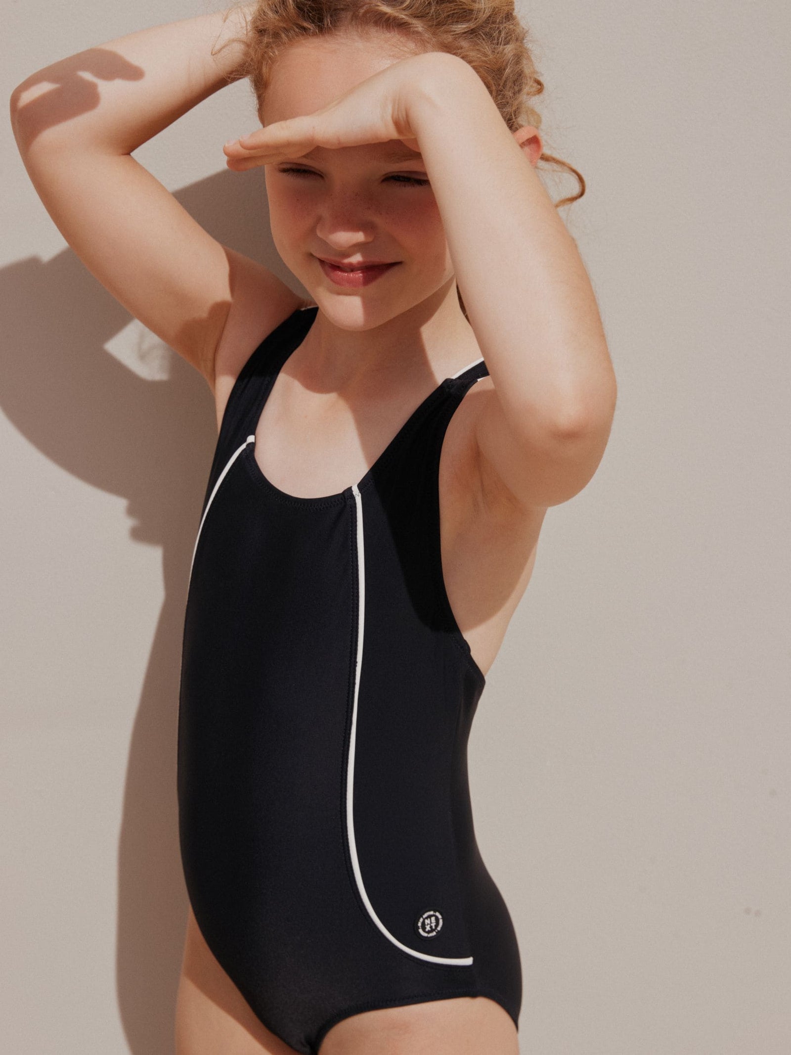 Black/White Racerback Swimsuit (3-16yrs)