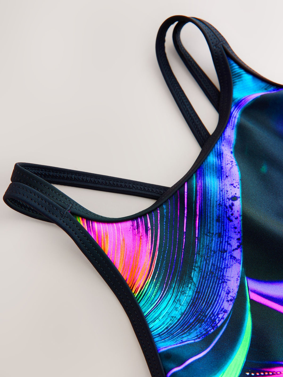 Black/Pink/Purple Swirl Double Strap Swimsuit (3-16yrs)