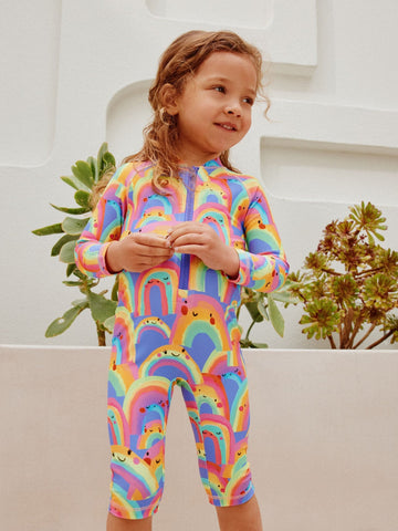 Purple Rainbow Long Leg Sunsafe Swimsuit (3mths-7yrs)