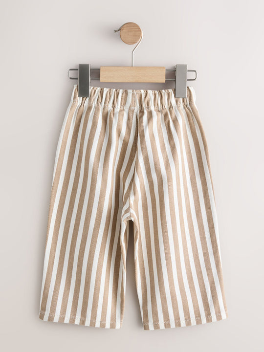 Tan/White Stripe Pull On Wide Trousers (3mths-7yrs)