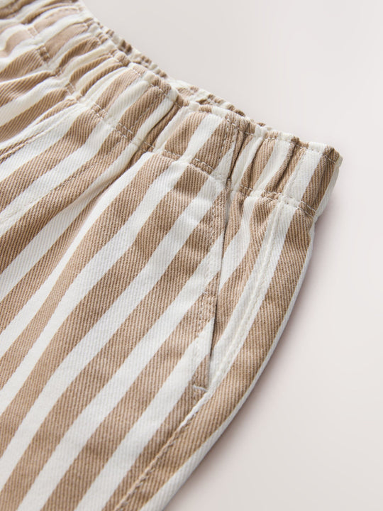 Tan/White Stripe Pull On Wide Trousers (3mths-7yrs)
