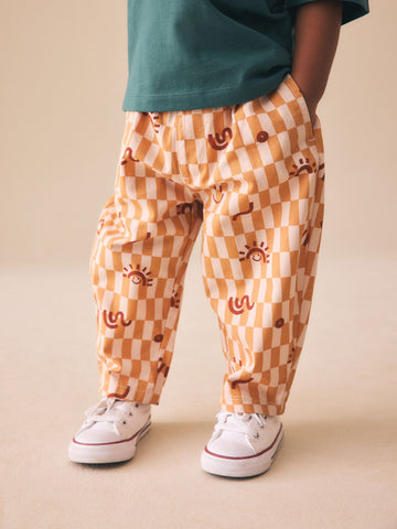 Orange Checkerboard Barrel Pull On Trousers (3mths-7yrs) (3mths-7yrs)
