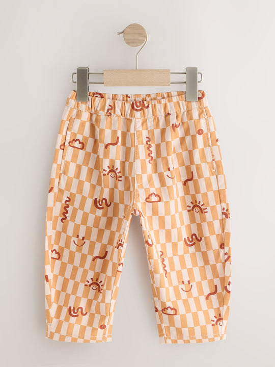 Orange Checkerboard Barrel Pull On Trousers (3mths-7yrs) (3mths-7yrs)