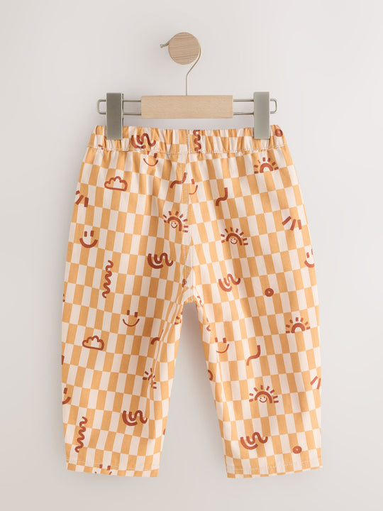 Orange Checkerboard Barrel Pull On Trousers (3mths-7yrs) (3mths-7yrs)