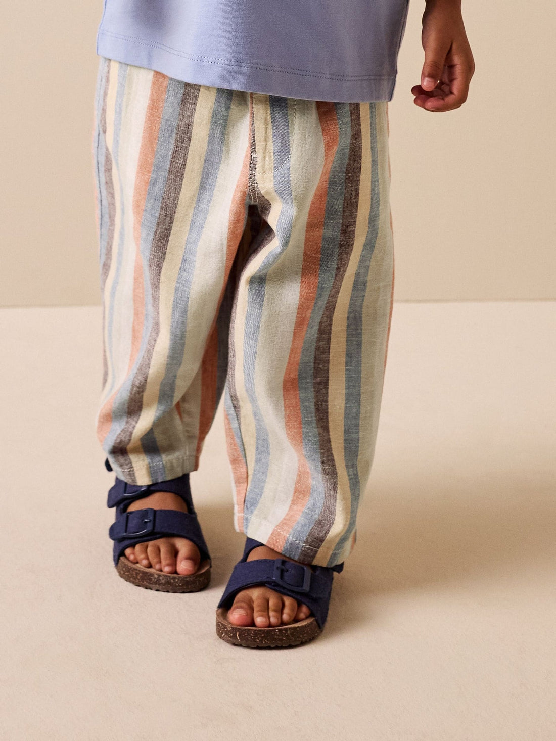Multi Stripe Wide Fit Linen Blend Pull on Trousers (3mths-7yrs)