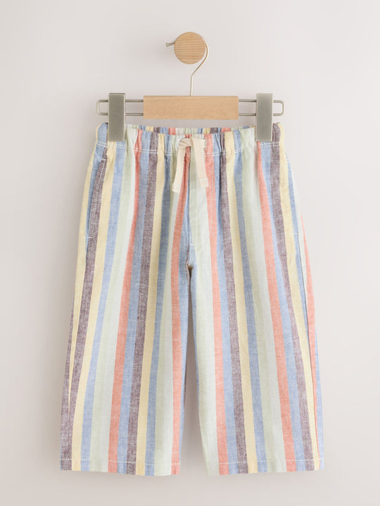 Multi Stripe Wide Fit Linen Blend Pull on Trousers (3mths-7yrs)