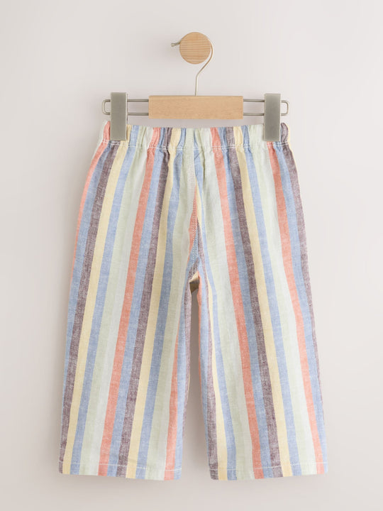 Multi Stripe Wide Fit Linen Blend Pull on Trousers (3mths-7yrs)