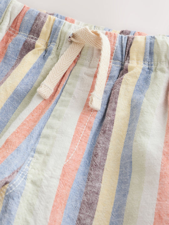 Multi Stripe Wide Fit Linen Blend Pull on Trousers (3mths-7yrs)