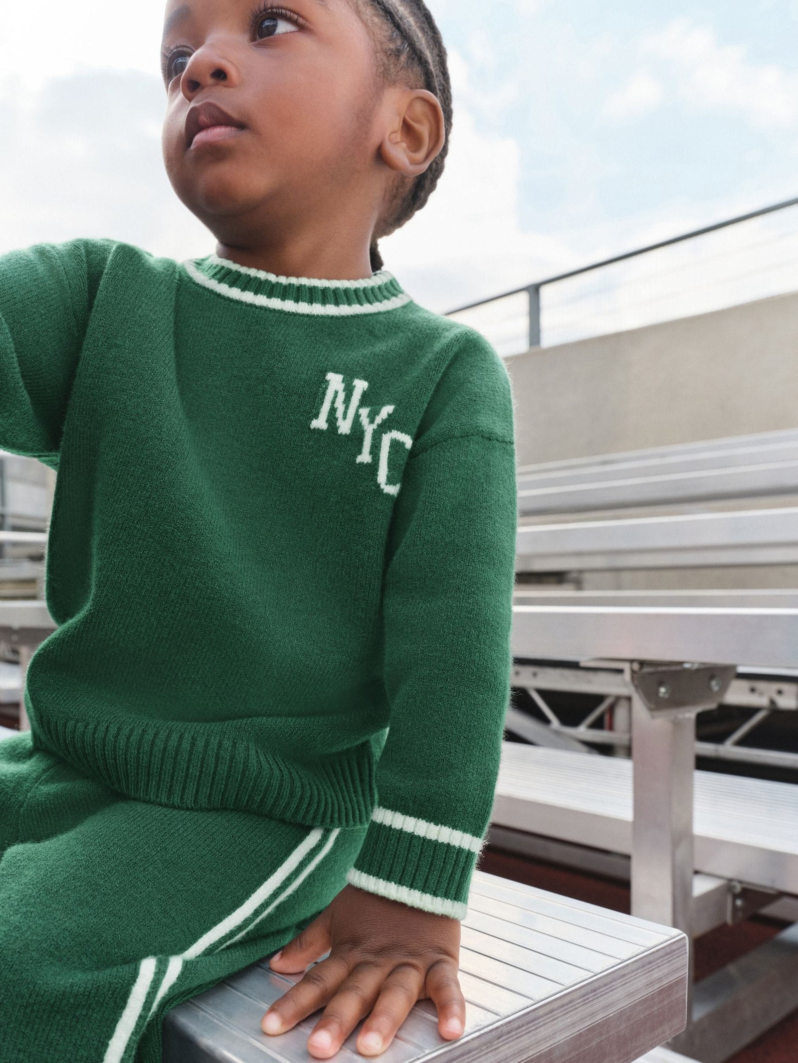 Dark Green NYC Knitted Crew Neck Jumper and Joggers Set (3mths-7yrs)