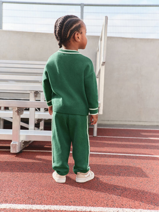 Dark Green NYC Knitted Crew Neck Jumper and Joggers Set (3mths-7yrs)