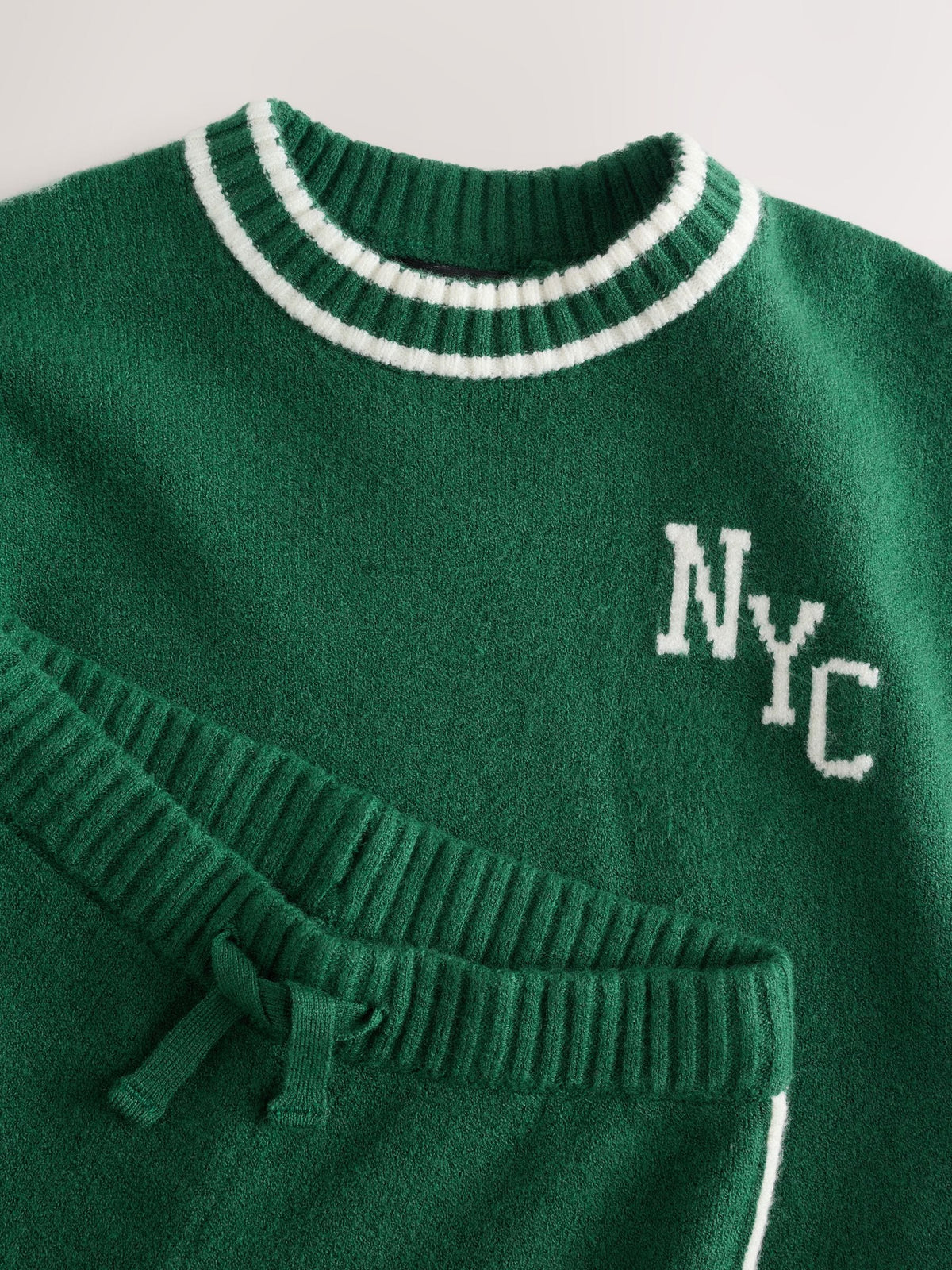 Dark Green NYC Knitted Crew Neck Jumper and Joggers Set (3mths-7yrs)