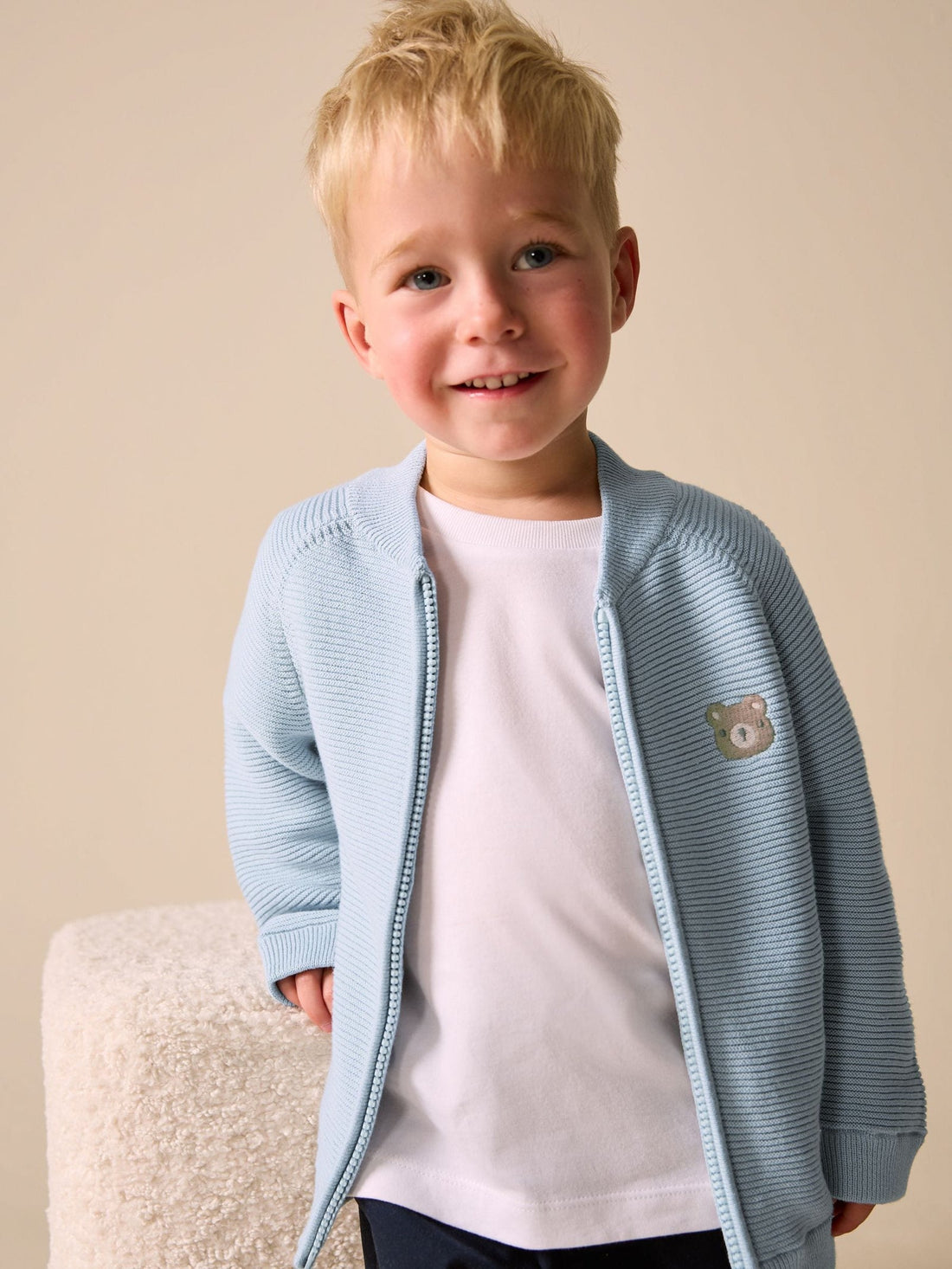 Light Blue Zip Through Cardigan (3mths-7yrs)