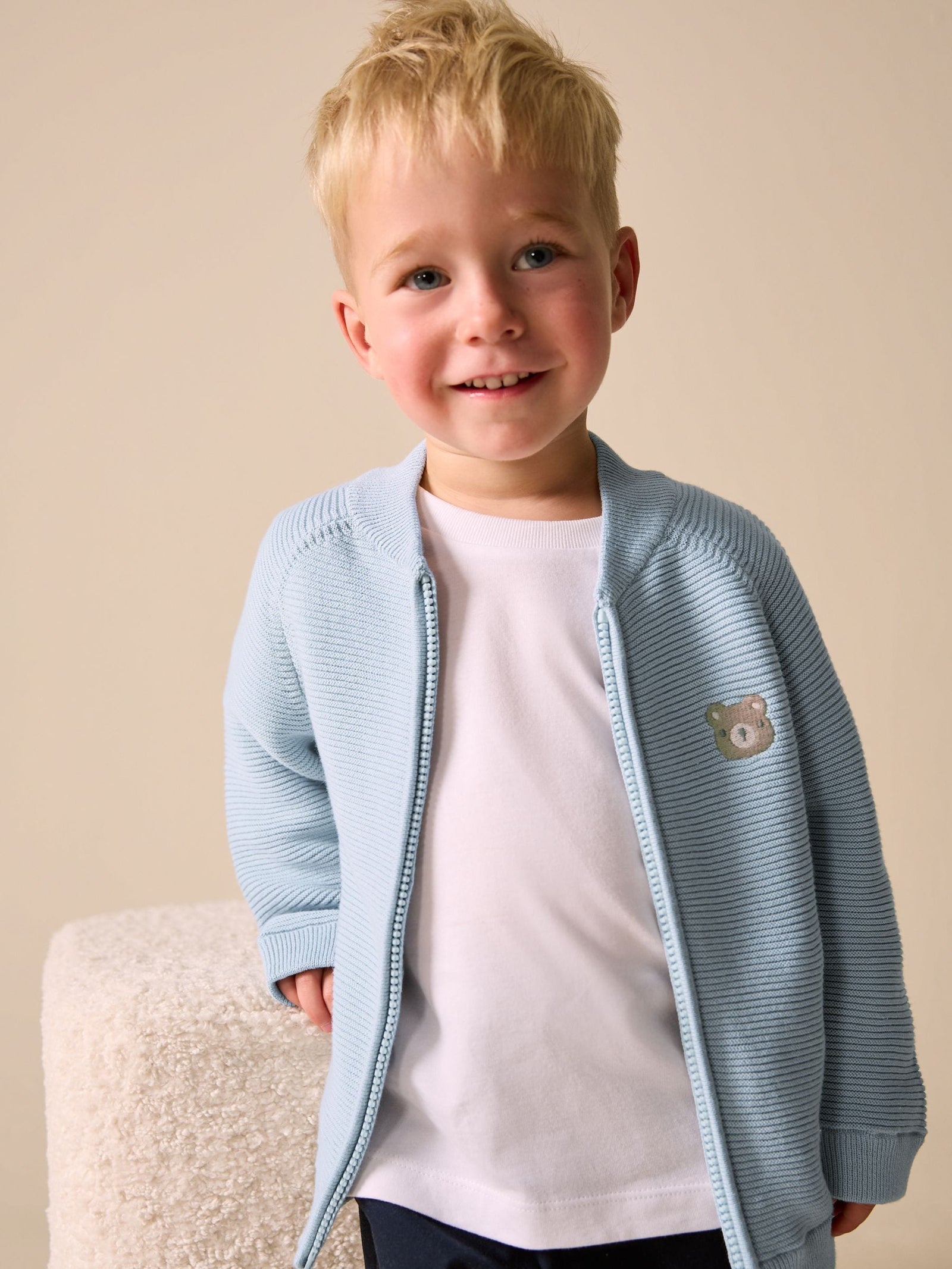 Light Blue Zip Through Cardigan (3mths-7yrs)