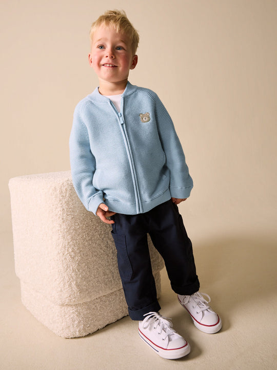 Light Blue Zip Through Cardigan (3mths-7yrs)