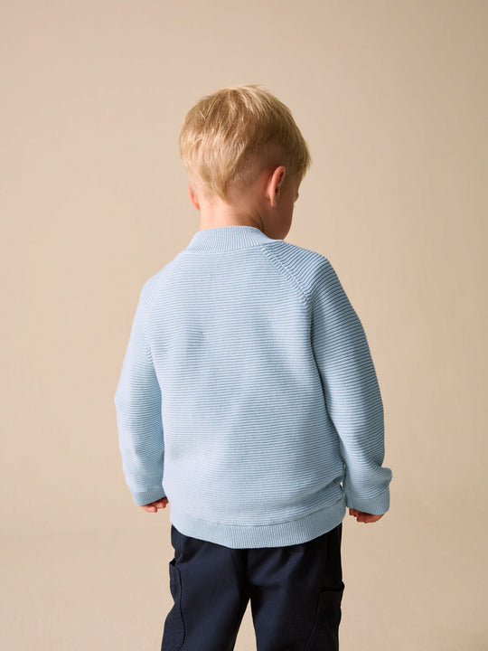 Light Blue Zip Through Cardigan (3mths-7yrs)