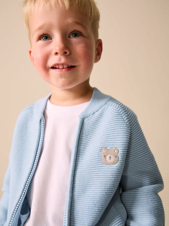 Light Blue Zip Through Cardigan (3mths-7yrs)