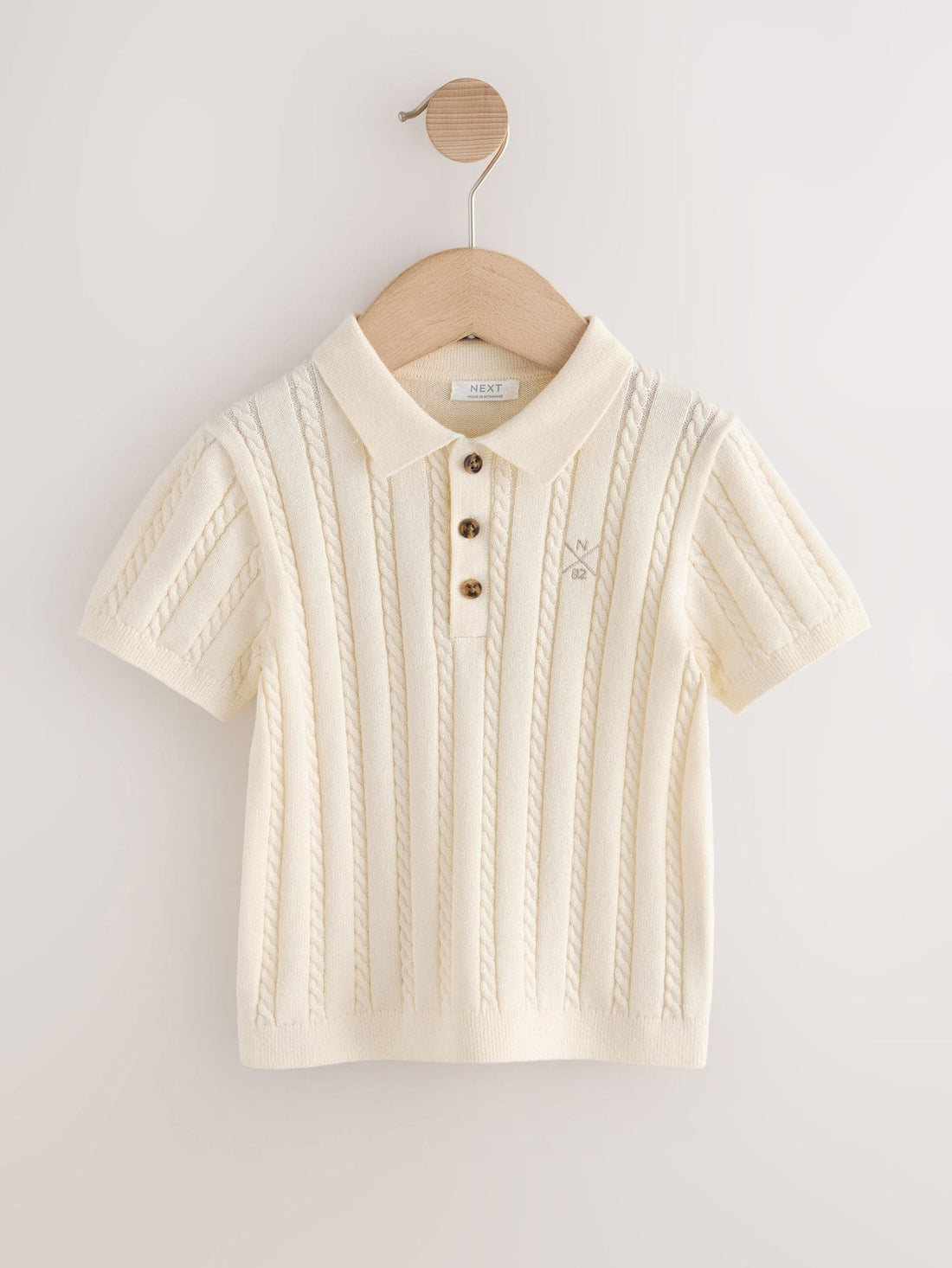 Ecru Cable Knit Polo Shirt (3mths-7yrs)