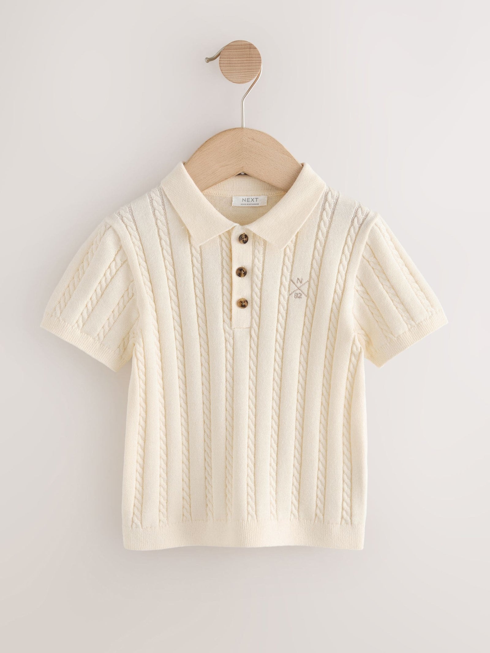 Ecru Cable Knit Polo Shirt (3mths-7yrs)