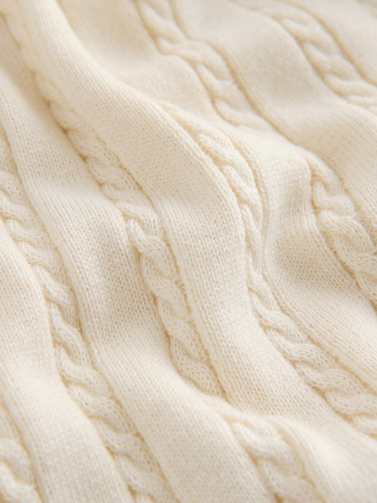 Ecru Cable Knit Polo Shirt (3mths-7yrs)