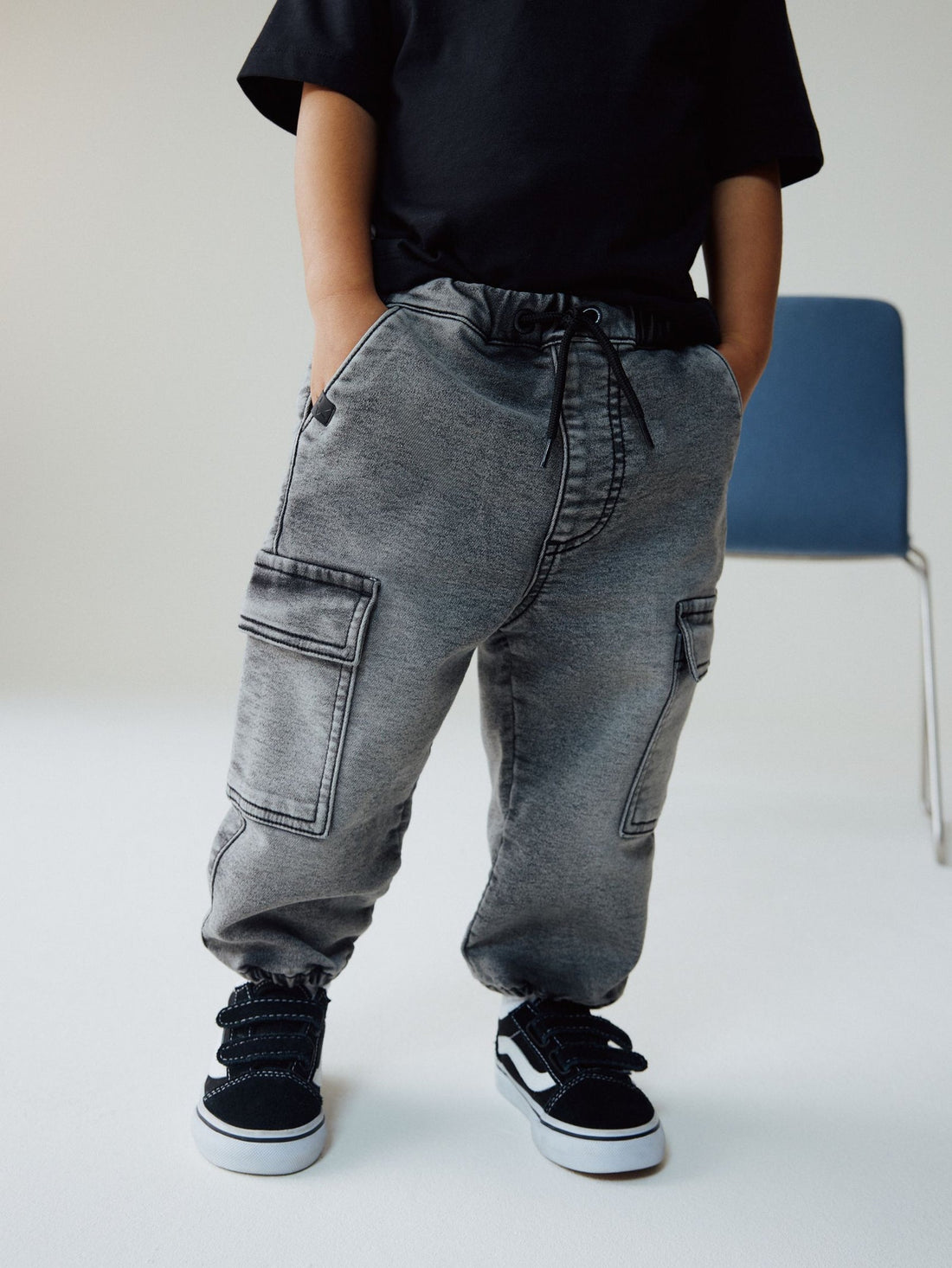 Grey Barrel Leg Comfort Stretch Wide Cargo Jeans (3mths-7yrs)