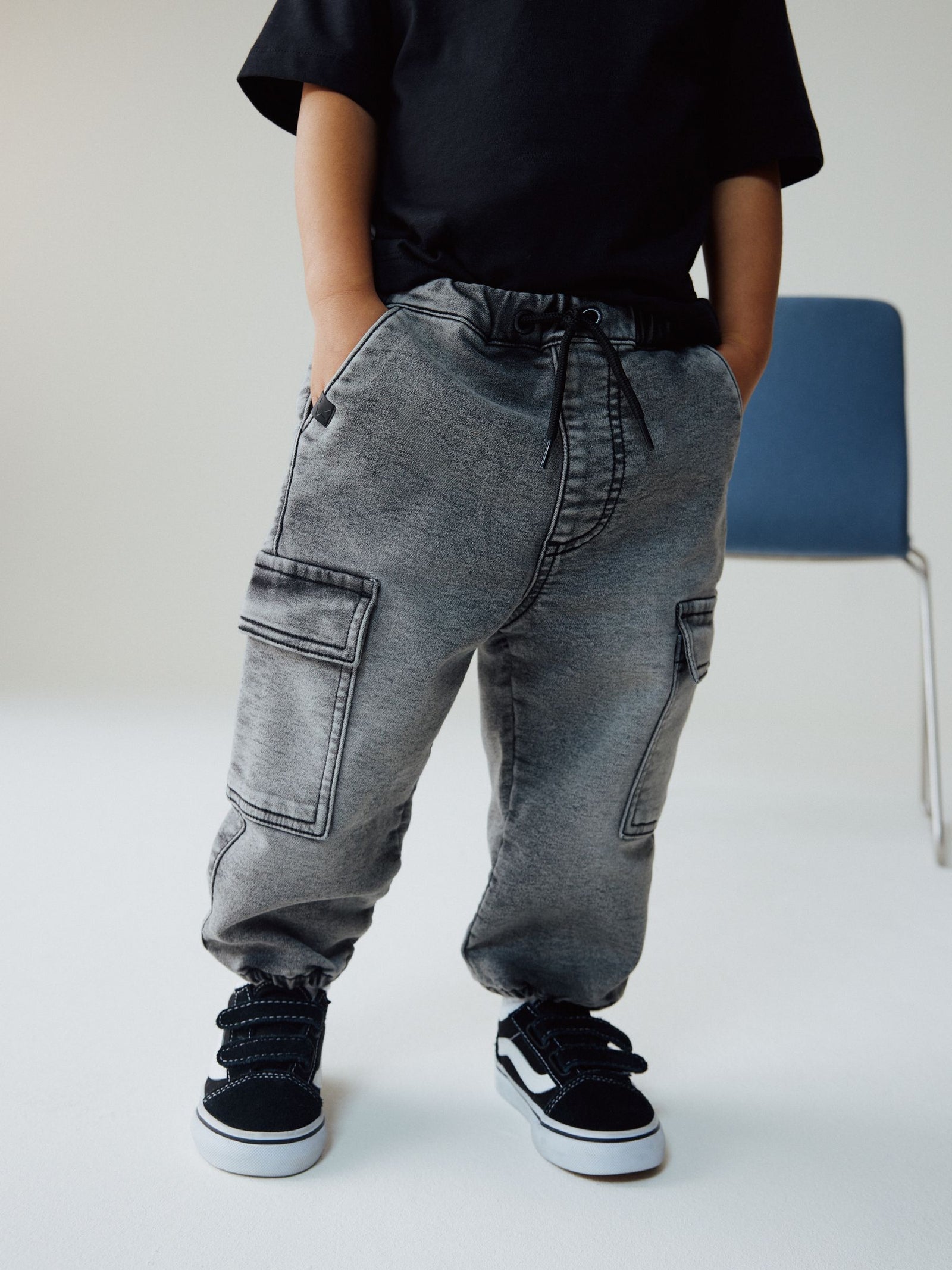 Grey Barrel Leg Comfort Stretch Wide Cargo Jeans (3mths-7yrs)