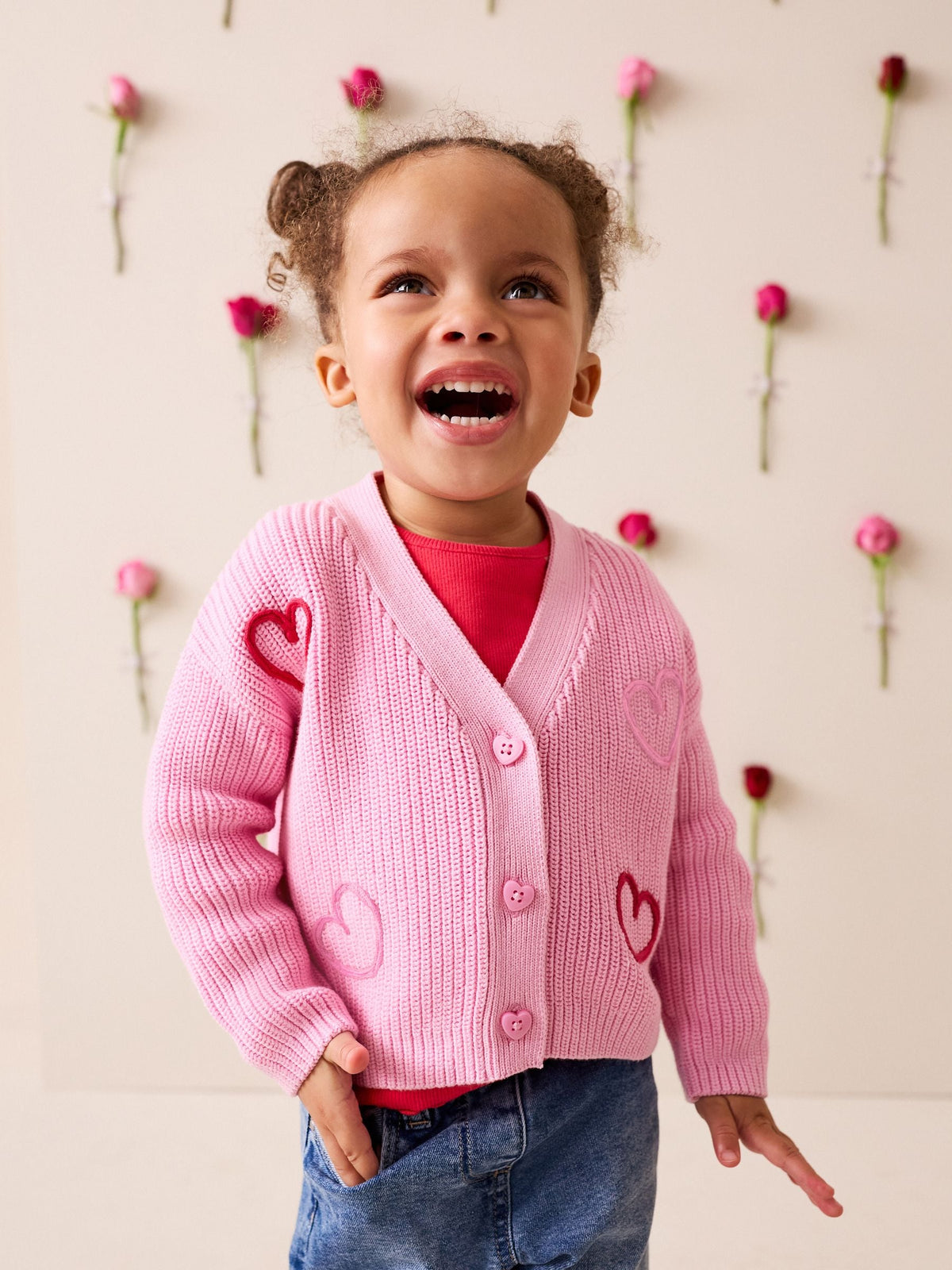 Pink LadyBug V-Neck Cardigan (3mths-7yrs)
