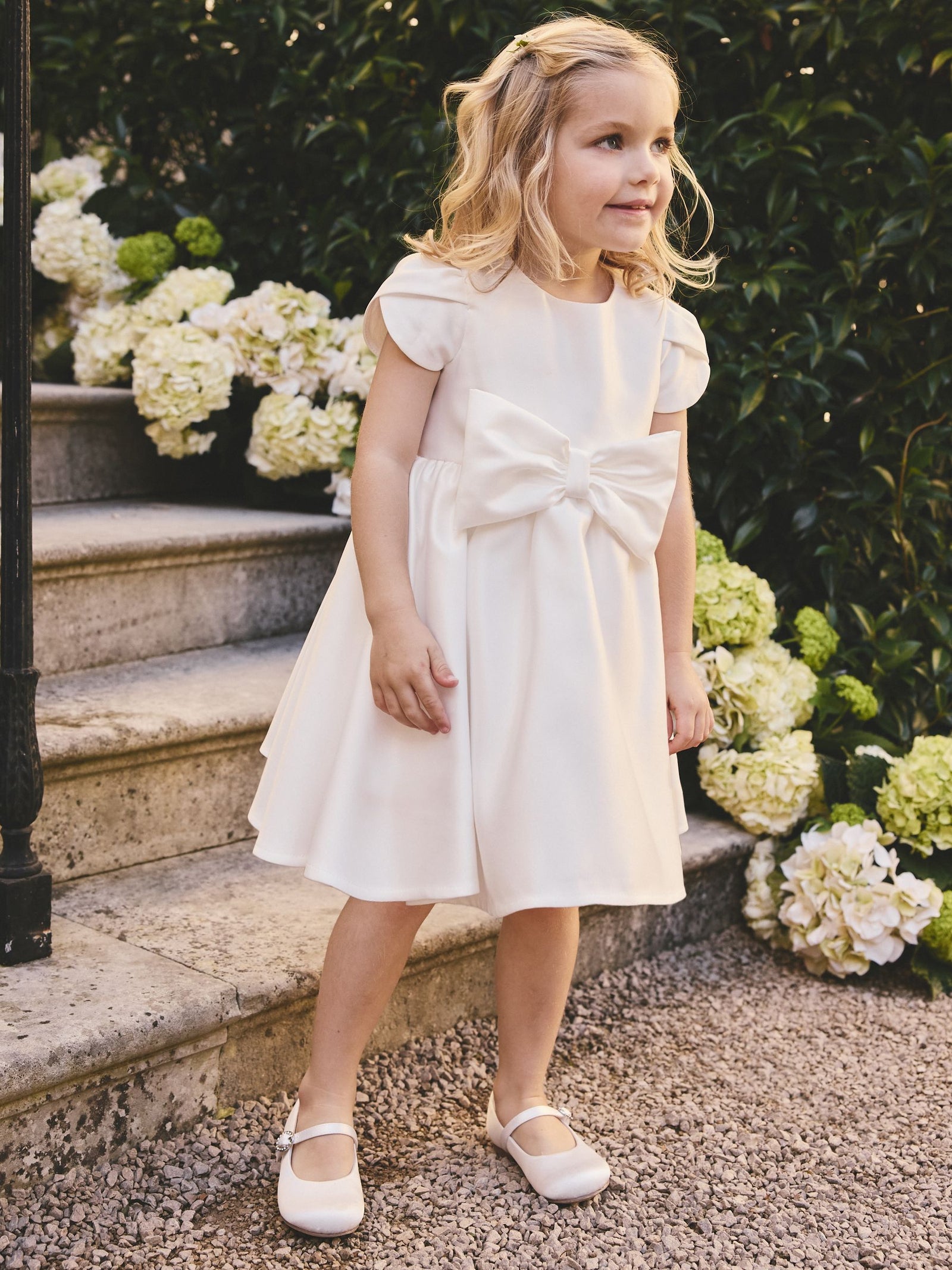Ivory Flower Girls Bow Front Dress (3mths-10yrs)