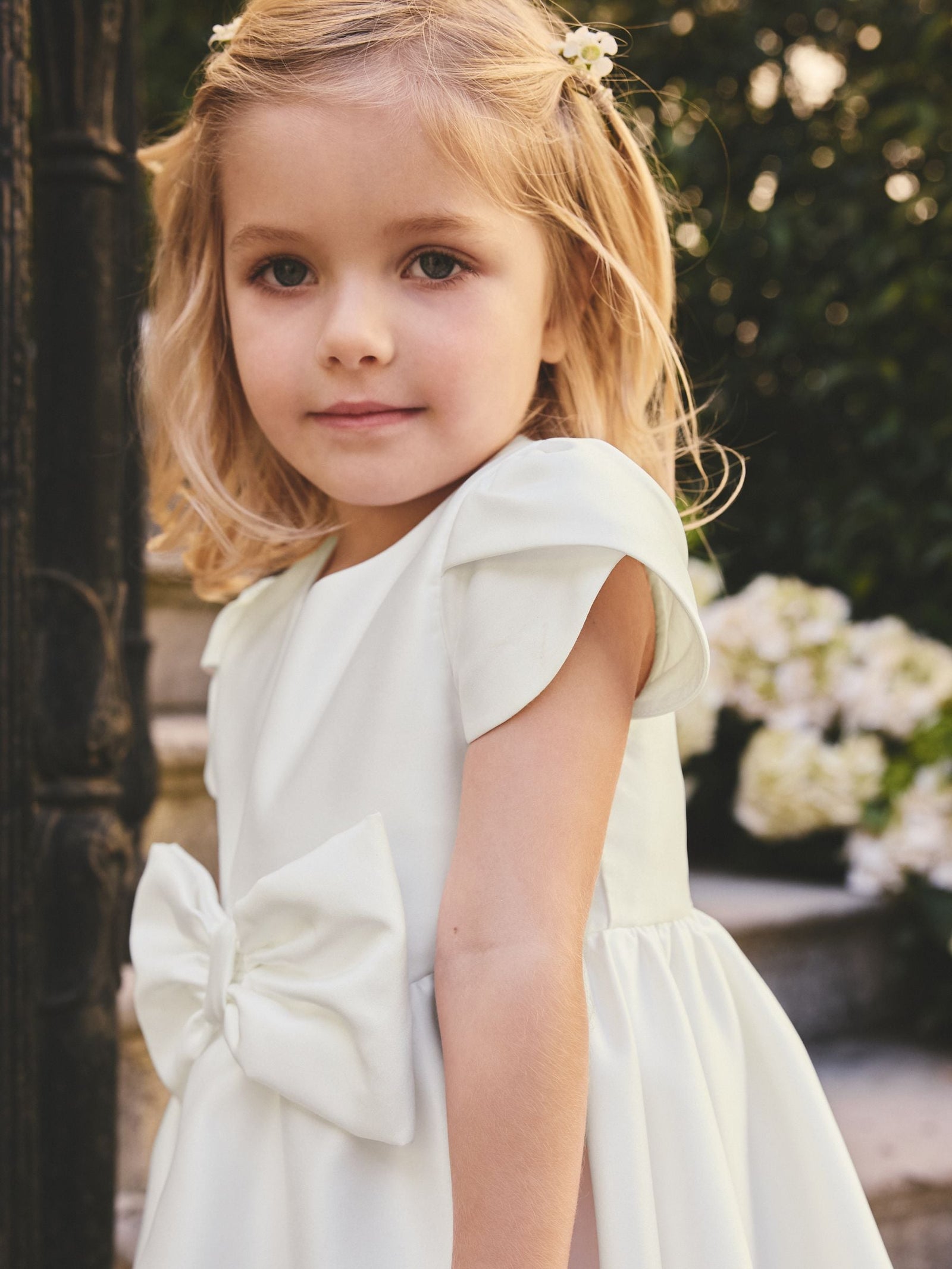 Ivory Flower Girls Bow Front Dress (3mths-10yrs)