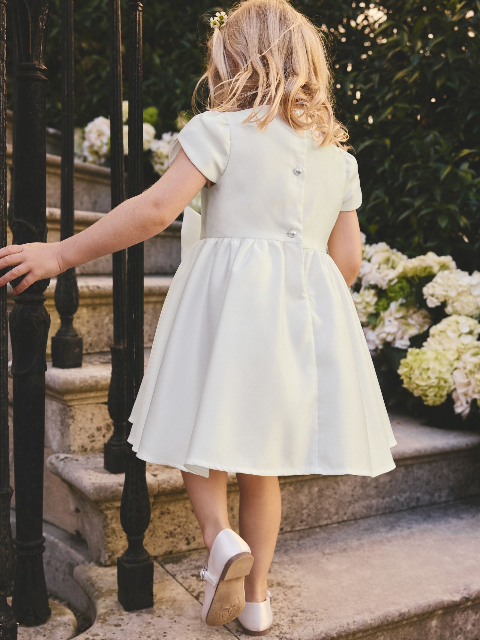 Ivory Flower Girls Bow Front Dress (3mths-10yrs)