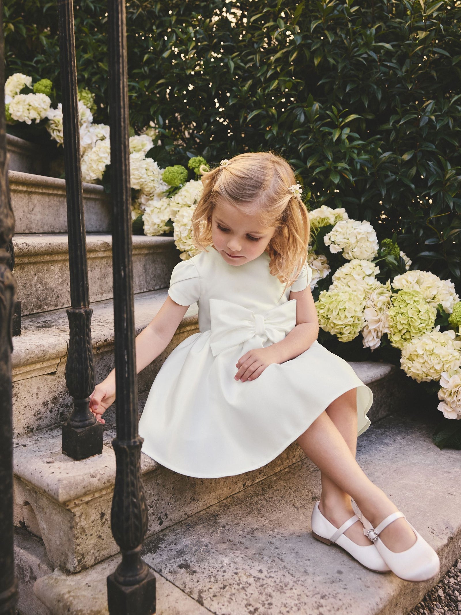 Ivory Flower Girls Bow Front Dress (3mths-10yrs)
